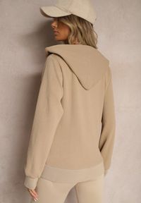 Renee - Ciemnobeżowa Tłoczona Bluza z Dodatkiem Bawełny i Kapturem Zapinana na Suwak Arfoya. Kolor: beżowy. Materiał: bawełna. Długość rękawa: długi rękaw. Długość: długie. Styl: sportowy, elegancki #5