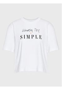 Simple T-Shirt TSD550-01 Biały Relaxed Fit. Kolor: biały. Materiał: bawełna