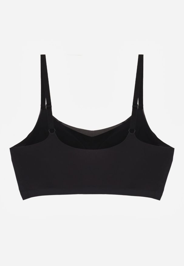 Born2be - Czarny Bezszwowy Biustonosz Bez Fiszbin z Usztywnianymi Miseczkami Leavessa. Kolor: czarny. Materiał: tkanina