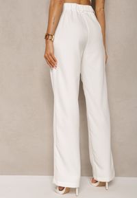 Renee - Białe Garniturowe Spodnie High Waist z Gumką w Talii Oziara. Okazja: na co dzień. Stan: podwyższony. Kolor: biały. Długość: długie. Styl: casual, elegancki #3
