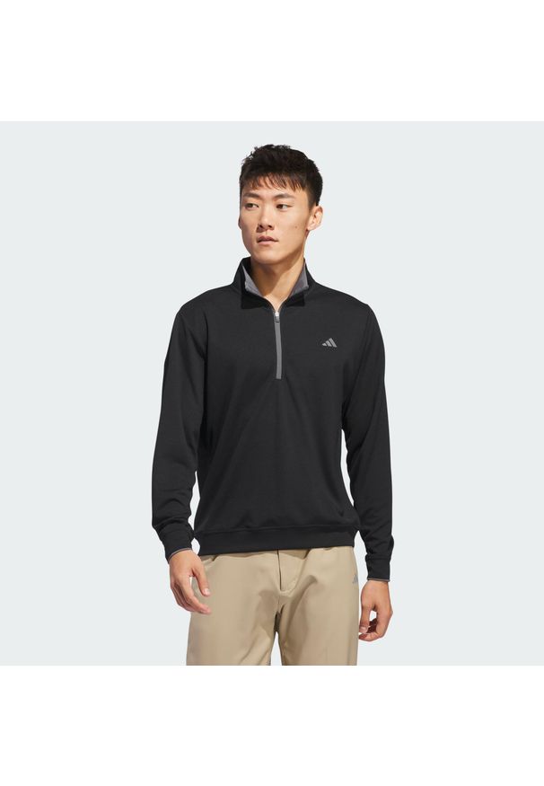 Adidas - Koszulka Lightweight Half-Zip. Typ kołnierza: golf. Kolor: czarny. Materiał: materiał. Sport: golf