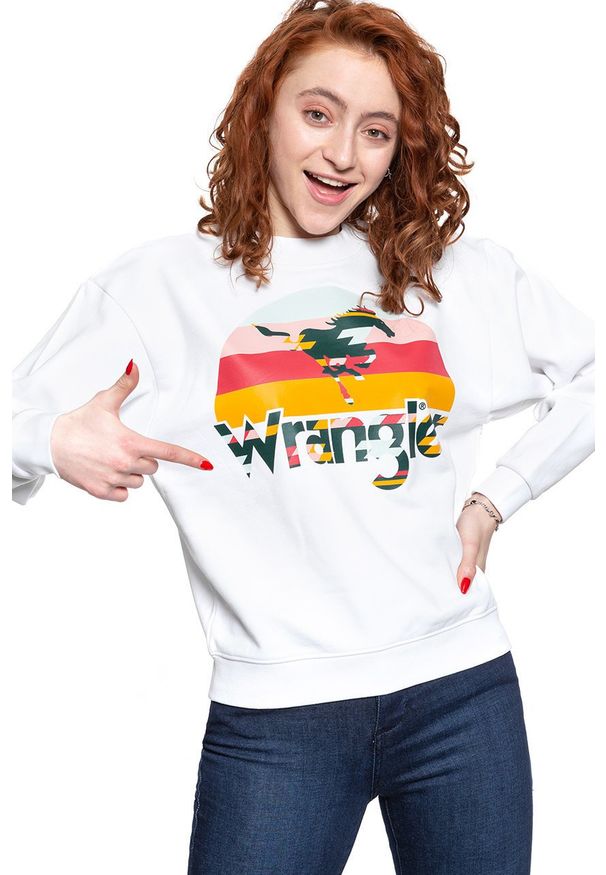 Wrangler - BLUZA WRANGLER 80´S RETRO SWEAT WHITE W6N0HO989 112130773. Styl: retro
