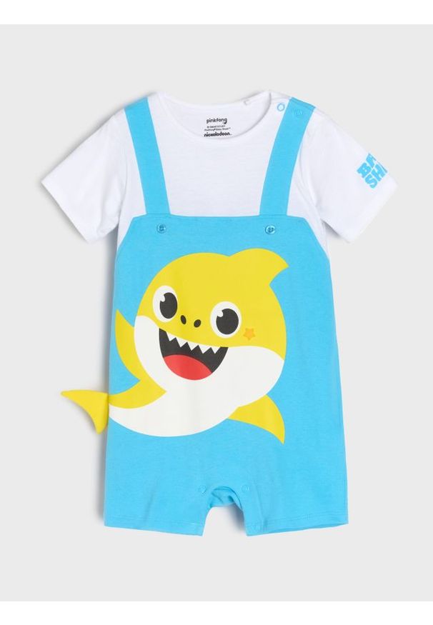 Sinsay - Rampers z elementami 3d Baby Shark - niebieski. Kolor: niebieski