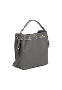 Kazar - Szara torebka typu worek z licowej skóry i zamszu. Kolor: szary. Materiał: zamszowe, skórzane. Styl: casual #4