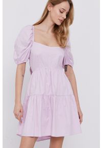 BARDOT - Bardot - Sukienka. Kolor: fioletowy. Materiał: tkanina. Typ sukienki: rozkloszowane #6