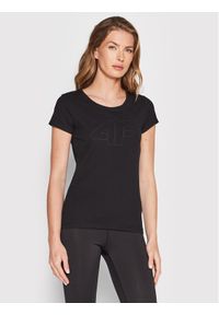 4f - 4F T-Shirt H4L22-TSD353 Czarny Regular Fit. Kolor: czarny. Materiał: bawełna