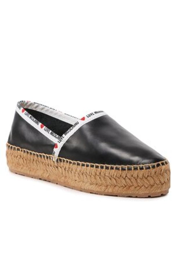 Love Moschino - LOVE MOSCHINO Espadryle JA10323G1GIA0000 Czarny. Kolor: czarny. Materiał: skóra