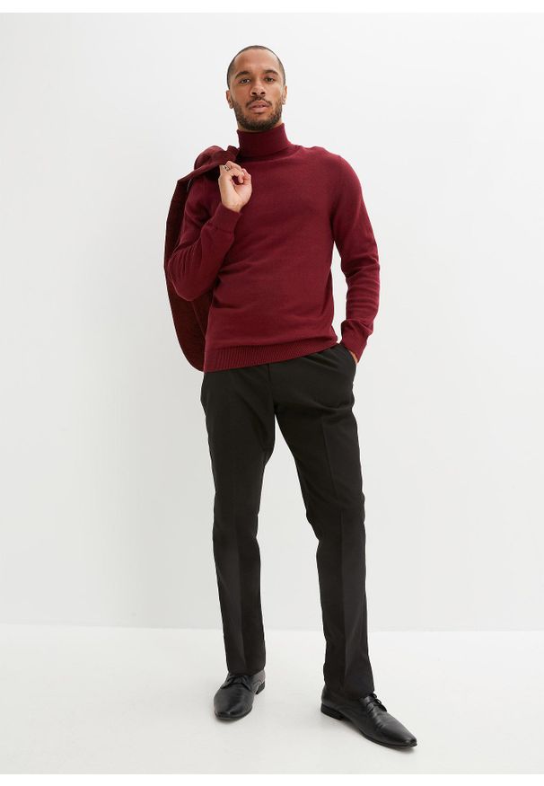 bonprix - Sweter z golfem z kaszmirem. Typ kołnierza: golf. Kolor: czerwony. Materiał: kaszmir. Styl: elegancki