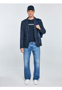 Big-Star - Koszulka męska z nadrukiem granatowa Misser 403. Okazja: na co dzień. Kolor: niebieski. Materiał: jeans, bawełna, skóra. Wzór: nadruk. Styl: casual