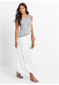 Długa spódnica bonprix biały. Kolor: biały. Materiał: koronka. Długość: długie. Wzór: koronka #4