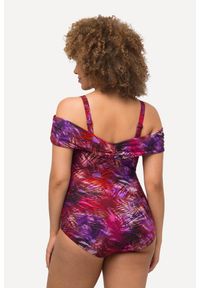 ULLA POPKEN - Damski Kostium kąpielowy dekolt carmen miękkie miseczki odpinane ramiączka. Kolekcja: plus size. Kolor: czerwony. Materiał: elastan, poliamid, materiał