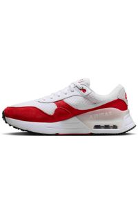 Buty do biegania męskie Nike Air Max Systm. Zapięcie: sznurówki. Kolor: biały, czerwony, wielokolorowy. Materiał: skóra, tkanina, materiał. Szerokość cholewki: normalna. Model: Nike Air Max