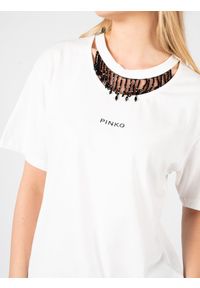 Pinko T-Shirt "Tiphanie" | 1G18AS A06Y | Kobieta | Biały. Okazja: na co dzień. Kolor: biały. Materiał: bawełna. Wzór: nadruk. Styl: casual, klasyczny