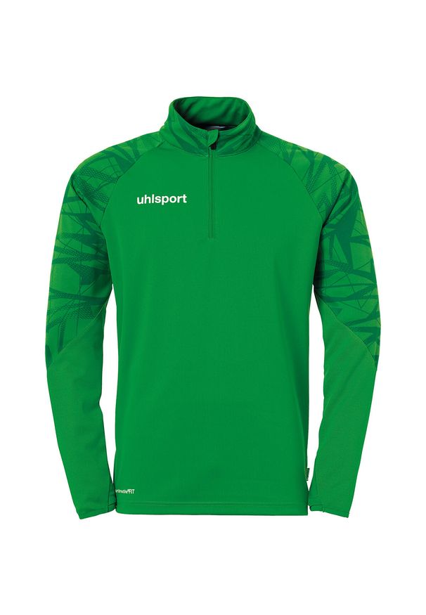 UHLSPORT - Dziecięcy dżersej z długim rękawem 1/4 zip Uhlsport Goal 25. Kolor: zielony, czarny, wielokolorowy. Materiał: jersey. Długość rękawa: długi rękaw. Długość: długie