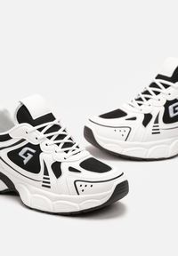 Born2be - Biało-Czarne Sneakersy na Grubej Podeszwie Luccetta. Kolor: biały #4