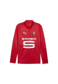 Puma - Męska bluza treningowa z zamkiem 1/4 Stade Rennais F.C. PUMA Red Silver Metallic. Kolor: czerwony, szary, wielokolorowy. Sport: piłka nożna