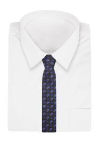 Brązowy Elegancki Krawat -Angelo di Monti- 7 cm, Męski, w Niebiesko-Granatowy Wzór Paisley, Łezki. Kolor: niebieski, brązowy, beżowy, wielokolorowy. Wzór: paisley. Styl: elegancki #2