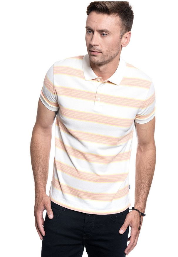 Wrangler - MĘSKA KOSZULKA POLO WRANGLER SS STRIPE POLO OFF WHITE W7F3K4737. Typ kołnierza: polo