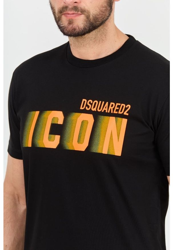 DSQUARED2 Czarny męski t-shirt Icon Blur Cool Fit Tee, Rozmiar XXL. Kolor: czarny