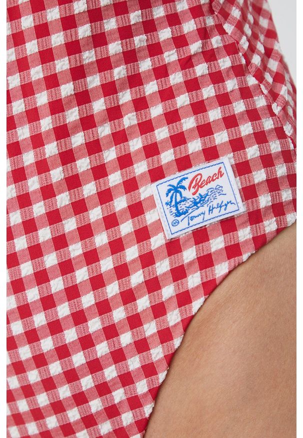 TOMMY HILFIGER - Tommy Hilfiger jednoczęściowy strój kąpielowy kolor czerwony lekko usztywniona miseczka. Kolor: czerwony. Materiał: włókno, materiał, dzianina