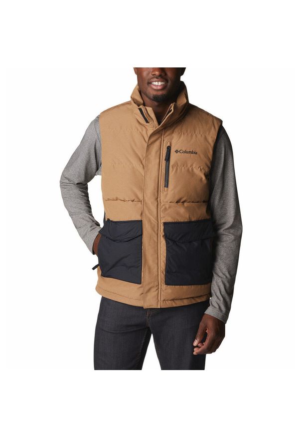 columbia - Kamizelka ocieplana męska Columbia Marquam Peak Fusion Vest. Kolor: brązowy. Materiał: puch. Długość rękawa: bez rękawów