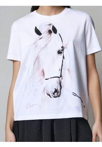 Sinsay - Bawełniana koszulka z nadrukiem - biały. Kolor: biały. Materiał: bawełna. Wzór: nadruk #1