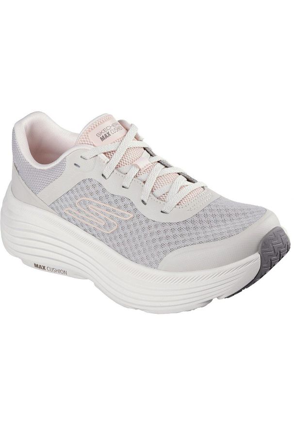 skechers - Adidasy Skechers Max Cushioning Endea, Kobiety. Kolor: różowy, szary. Materiał: tkanina, syntetyk, materiał