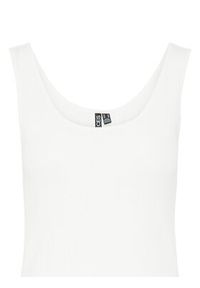 Pieces Top Fia 17155482 Biały Slim Fit. Kolor: biały. Materiał: bawełna #4