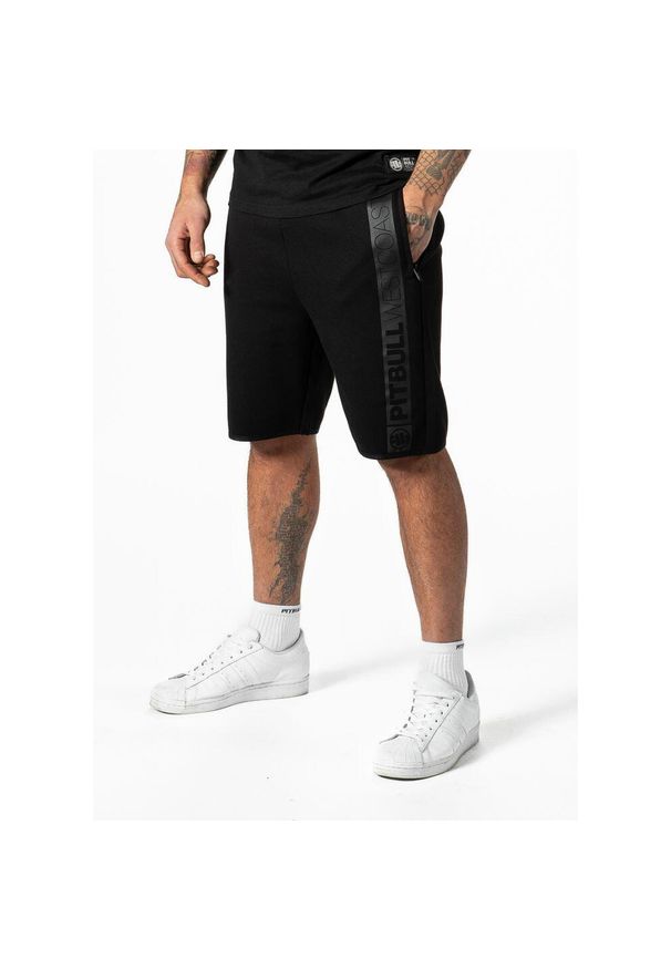 PITBULL - Spodenki sportowe męskie Pitbull West Coast Saturn. Kolor: czarny. Materiał: dresówka. Sport: fitness