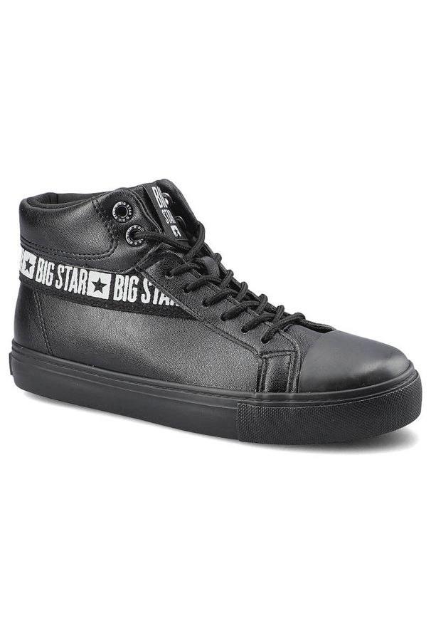 Big-Star - Czarne Sneakersy Big Star Damskie Stylowe Buty. Okazja: na co dzień. Kolor: czarny. Materiał: materiał, skóra ekologiczna. Szerokość cholewki: normalna. Wzór: aplikacja. Styl: elegancki
