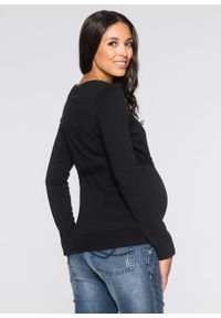 Sweter ciążowy z 100% bawełny, z wiązanym paskiem bonprix czarny. Kolekcja: moda ciążowa. Kolor: czarny. Materiał: bawełna #2