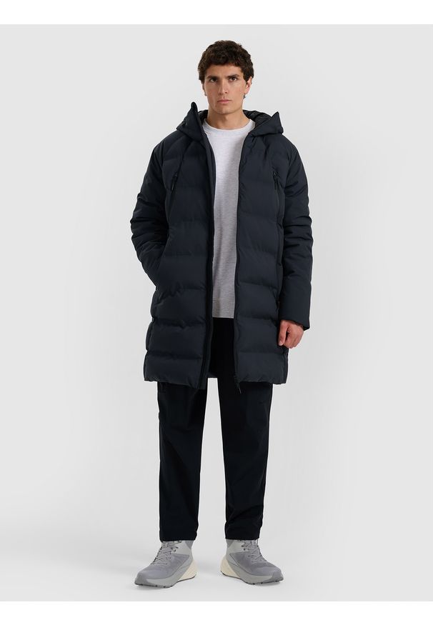 4f - 4F Płaszcz zimowy membrana 10000 męski - czarny XXL. Okazja: na co dzień. Kolor: czarny. Materiał: poliester, materiał. Długość: do kolan. Sezon: zima. Styl: casual