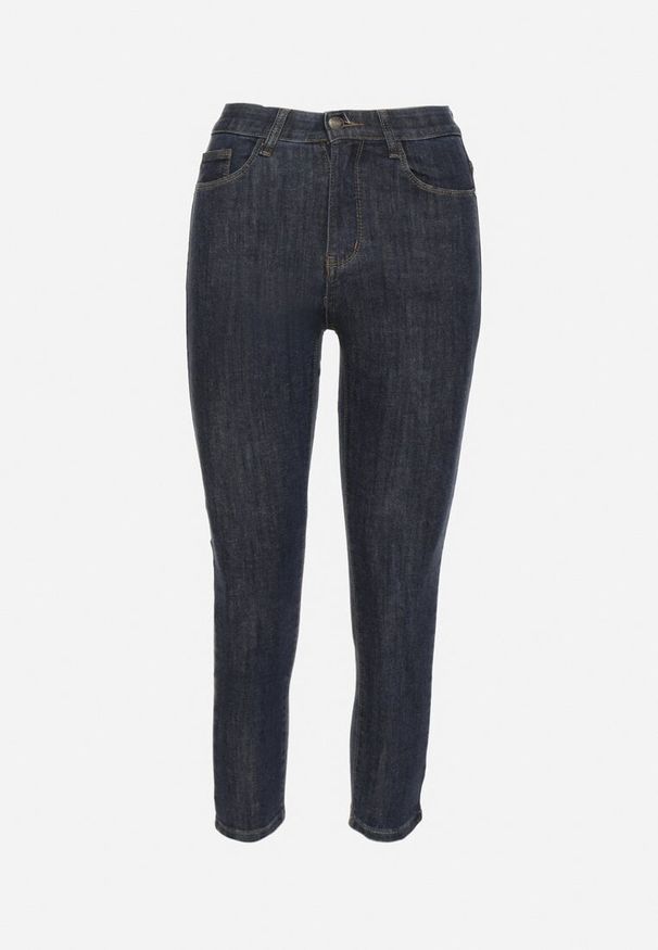 Born2be - Granatowe Elastyczne Jeansy Skinny 3/4 z Bawełną Avenira. Okazja: na co dzień. Kolor: niebieski. Styl: casual, elegancki