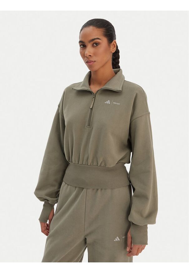 Adidas - adidas Bluza JM1101 Zielony Loose Fit. Kolor: zielony. Materiał: bawełna