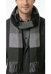 V. Fraas - Szalik z Frędzlami, Popielato-Czarny Miękki w Kratkę, Firmy V.Fraas -Cashmink. Kolor: brązowy, wielokolorowy, beżowy. Materiał: syntetyk, materiał, wełna, poliakryl, tkanina. Wzór: kratka. Sezon: lato #4