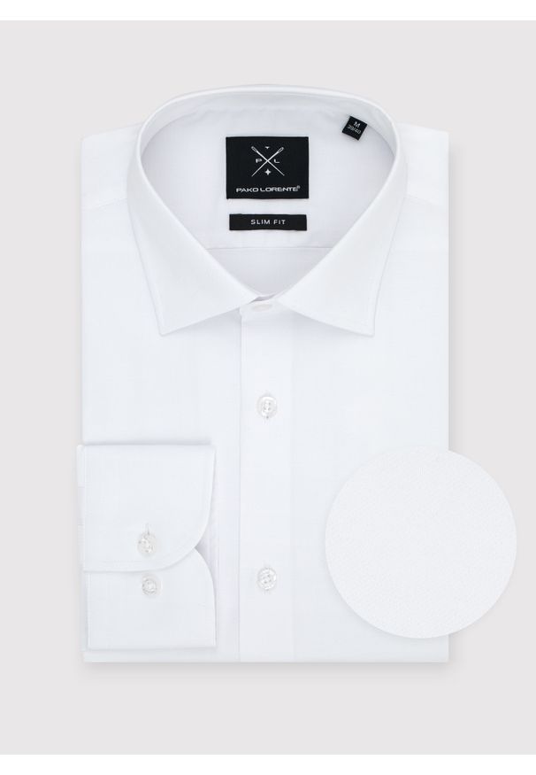 Pako Lorente - PAKO LORENTE – Biała bawełniana koszula męska. Okazja: na studniówkę. Kolor: biały. Materiał: bawełna. Długość rękawa: długi rękaw. Długość: długie. Wzór: gładki