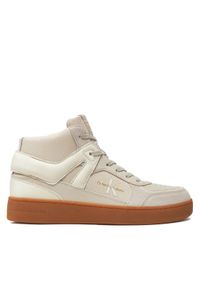 Calvin Klein Jeans Sneakersy Basket Cup Mid Laceup Lth Ml Mtr YM0YM00995 Écru
