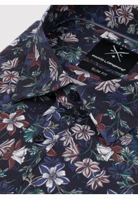 Pako Lorente - PAKO LORENTE – Granatowa koszula męska w kwiaty. Kolor: niebieski. Materiał: bawełna, elastan. Długość rękawa: długi rękaw. Długość: długie. Wzór: kwiaty #6