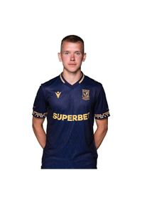 Macron - Koszulka Meczowa Lech 25-26 Granatowa. Kolor: niebieski. Materiał: materiał. Wzór: napisy. Sport: piłka nożna #1