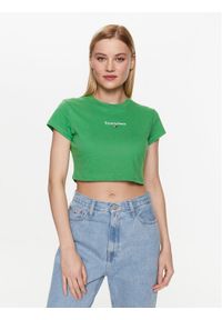 Tommy Jeans T-Shirt Essential Logo DW0DW15444 Zielony Regular Fit. Kolor: zielony. Materiał: bawełna