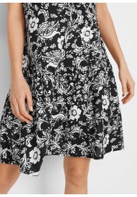 Sukienka tunikowa z nadrukiem, z przyjaznej dla środowiska bawełny bonprix czarny w kwiaty. Kolor: czarny. Materiał: bawełna. Wzór: nadruk, kwiaty #6