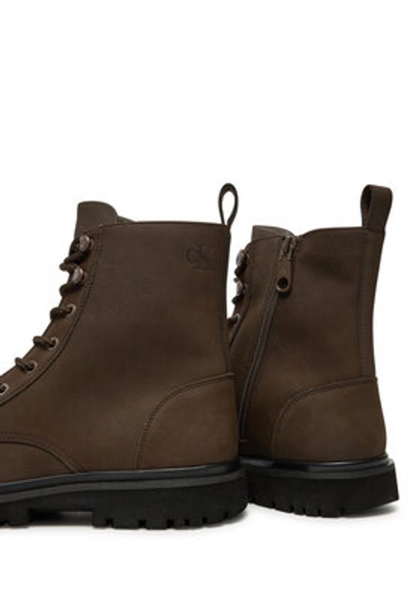 Calvin Klein Jeans Trapery Eva Boot Mid Laceup Rebellious YM0YM01071 Brązowy. Kolor: brązowy. Materiał: skóra