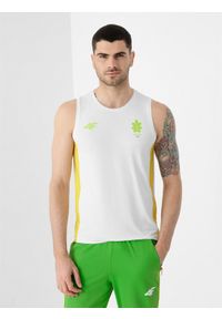 4f - Koszulka funkcyjna męska Litwa - Tokio 2020. Kolor: biały. Materiał: materiał. Wzór: nadruk. Sezon: lato. Sport: fitness