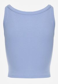 Born2be - Niebieski Top z Prążkowanego Materiału Zitessa. Okazja: na co dzień. Kolor: niebieski. Materiał: prążkowany, materiał. Długość rękawa: na ramiączkach. Styl: casual, elegancki, klasyczny #6