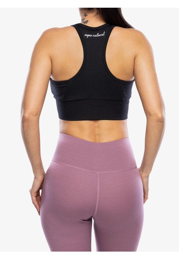 SUPER.NATURAL - Stanik sportowy Super.natural Motion Zip Top. Kolor: czarny. Sport: fitness