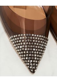 AQUAZZURA - Sandały na szpilce z kryształami Night Pump. Kolor: brązowy. Obcas: na szpilce. Wysokość obcasa: średni #3