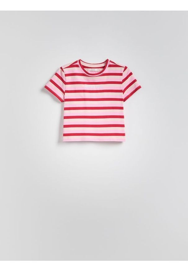 Reserved - T-shirt w paski - wielobarwny. Materiał: bawełna, dzianina. Wzór: paski