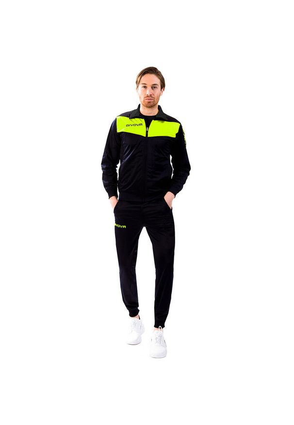 Dres sportowy Givova Tuta Visa fluo. Kolor: czarny, wielokolorowy, żółty. Materiał: dresówka. Sport: fitness, piłka nożna