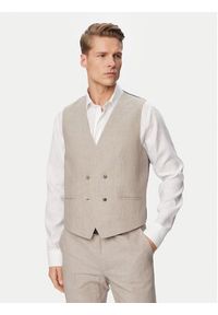 Hugo - HUGO Garnitur Arti/Hesten242V1X 50559671 Beżowy Extra Slim Fit. Kolor: beżowy. Materiał: bawełna, len #8