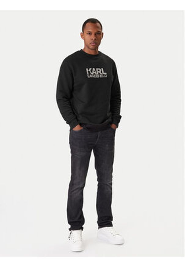 Karl Lagerfeld - KARL LAGERFELD Bluza 705780 561917 Czarny Regular Fit. Typ kołnierza: dekolt w karo. Kolor: czarny. Materiał: bawełna